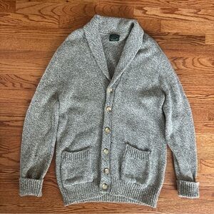 Vintage Classic Gray Men's Cardigan Shawl Collar Wool Sweater Mens Sz M EUC